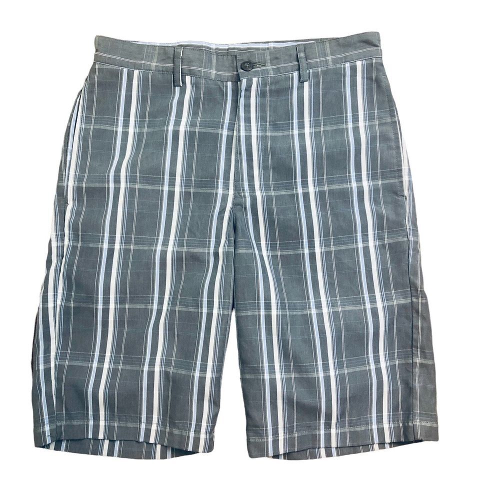 PGA Tour‎ Men's Shorts Size 30 Gray Blue Plaid